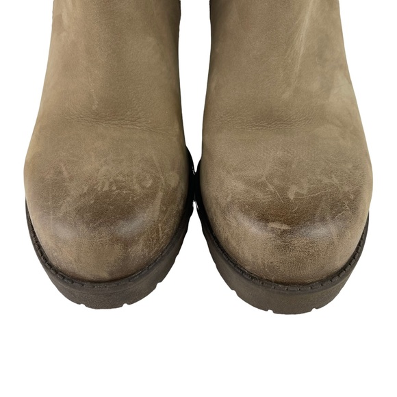 Blondo Waterproof Distressed Dual Side Zipper Genuine Leather Heeled Booties Tan - Picture 5 of 16